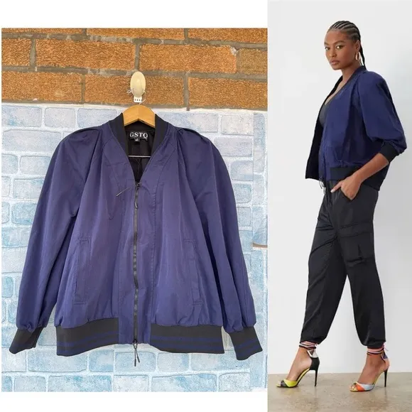 GSTQ Convertible Baseball Jacket Cape Size small In Midnight . Blue - Image 2