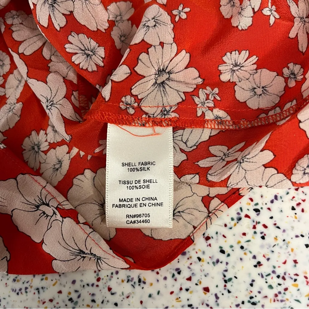 Rebecca Taylor Cherry Blossom Red Floral Silk Halter Top Women’s Size 2 - Image 8