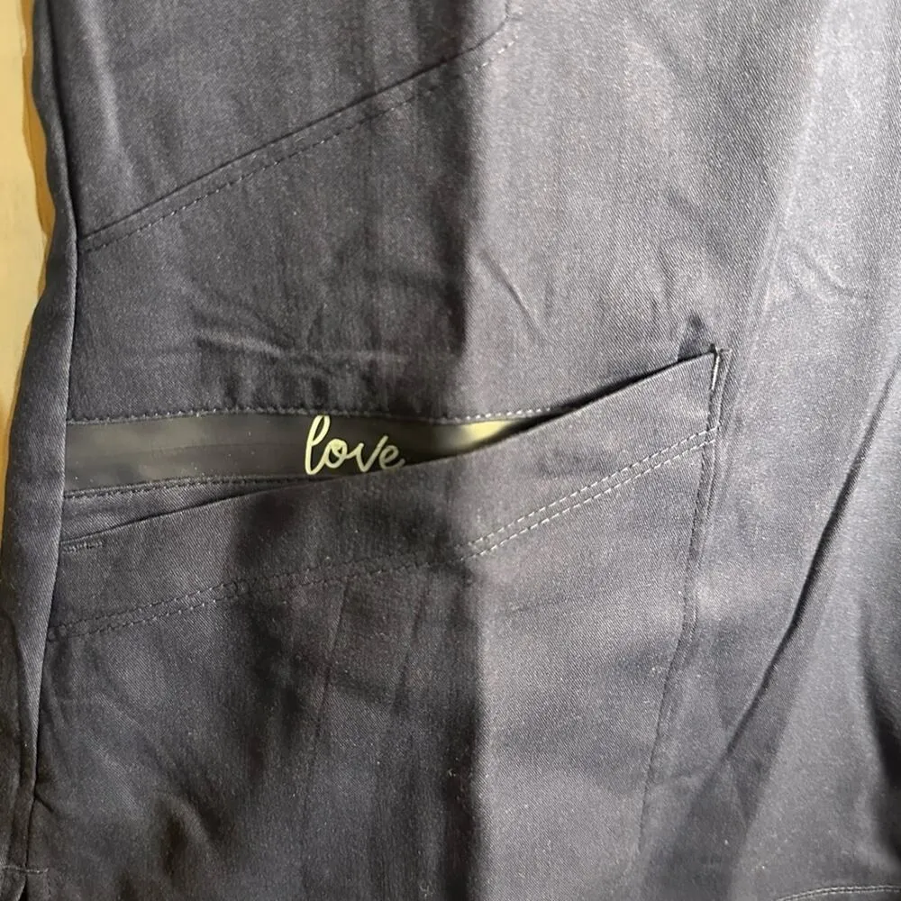 Grey’s Anatomy Indigo/Navy Blue Love Scrub Top NEW - Image 3