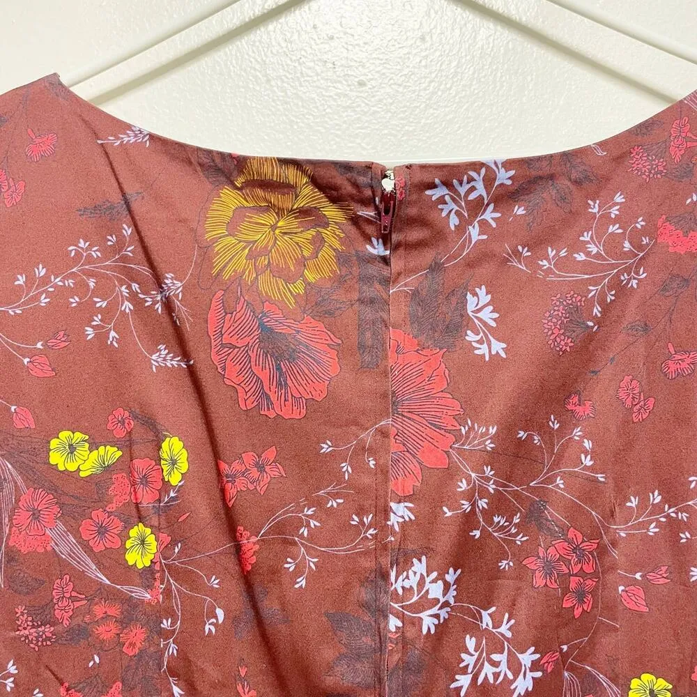 New! Timeless London Red Short Sleeve Floral Dress Size 12 - Image 8