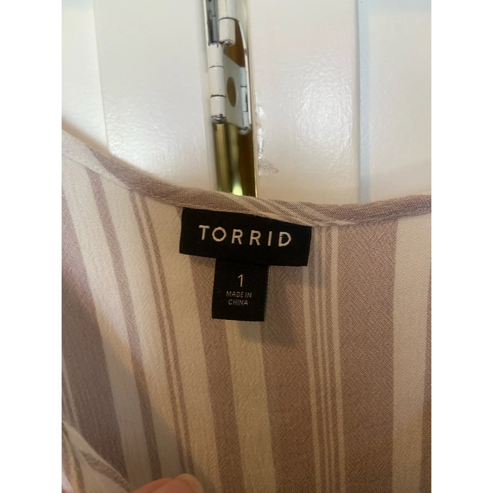 Torrid Womens Blouse Size 1‎ 1X 14 16 Rayon Babydoll Crepe Cold Shoulder Striped - Image 8