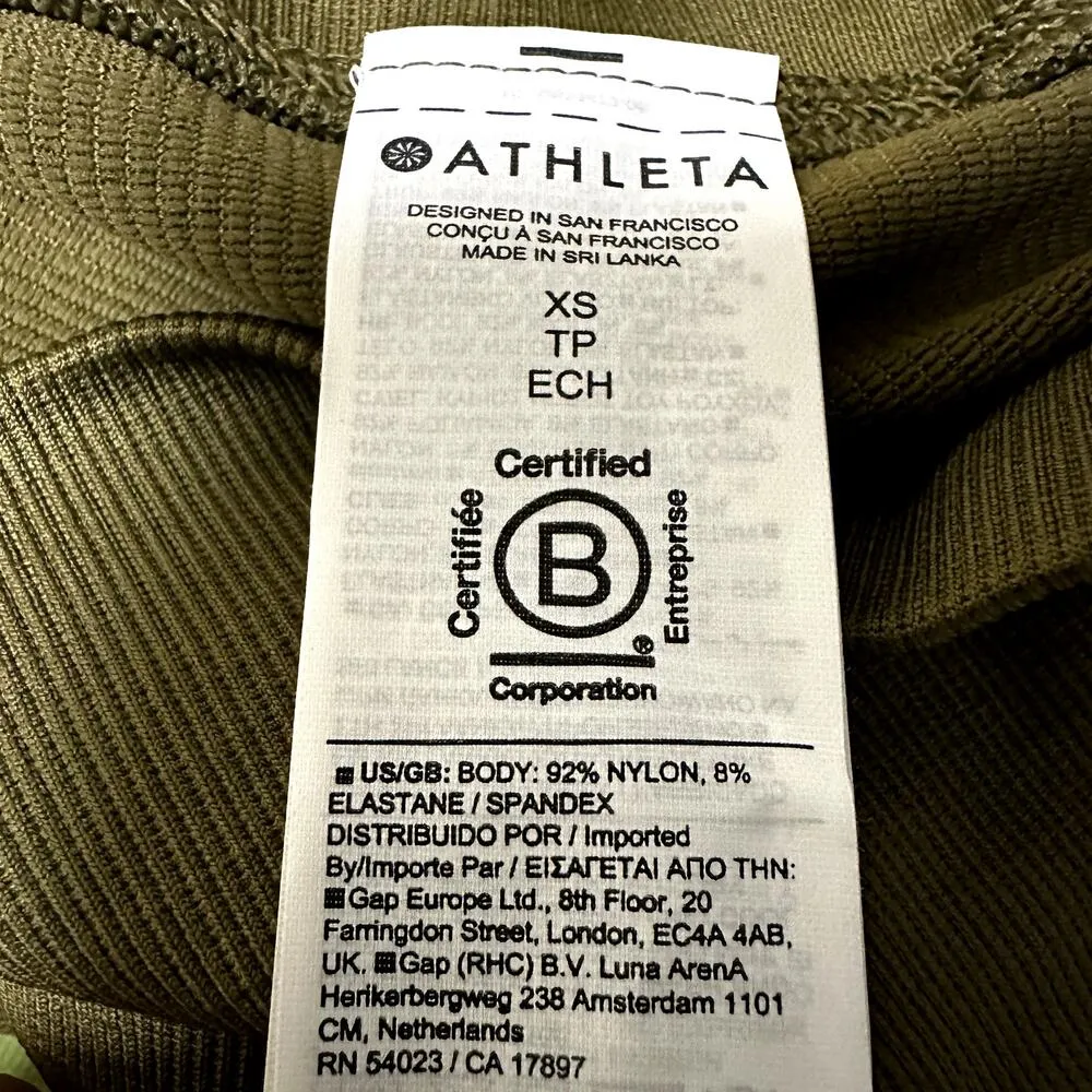 Athleta Aurora Seamless Tight Leggings Ultra High Rise Ribbed Crop Green XS NWT - Image 4