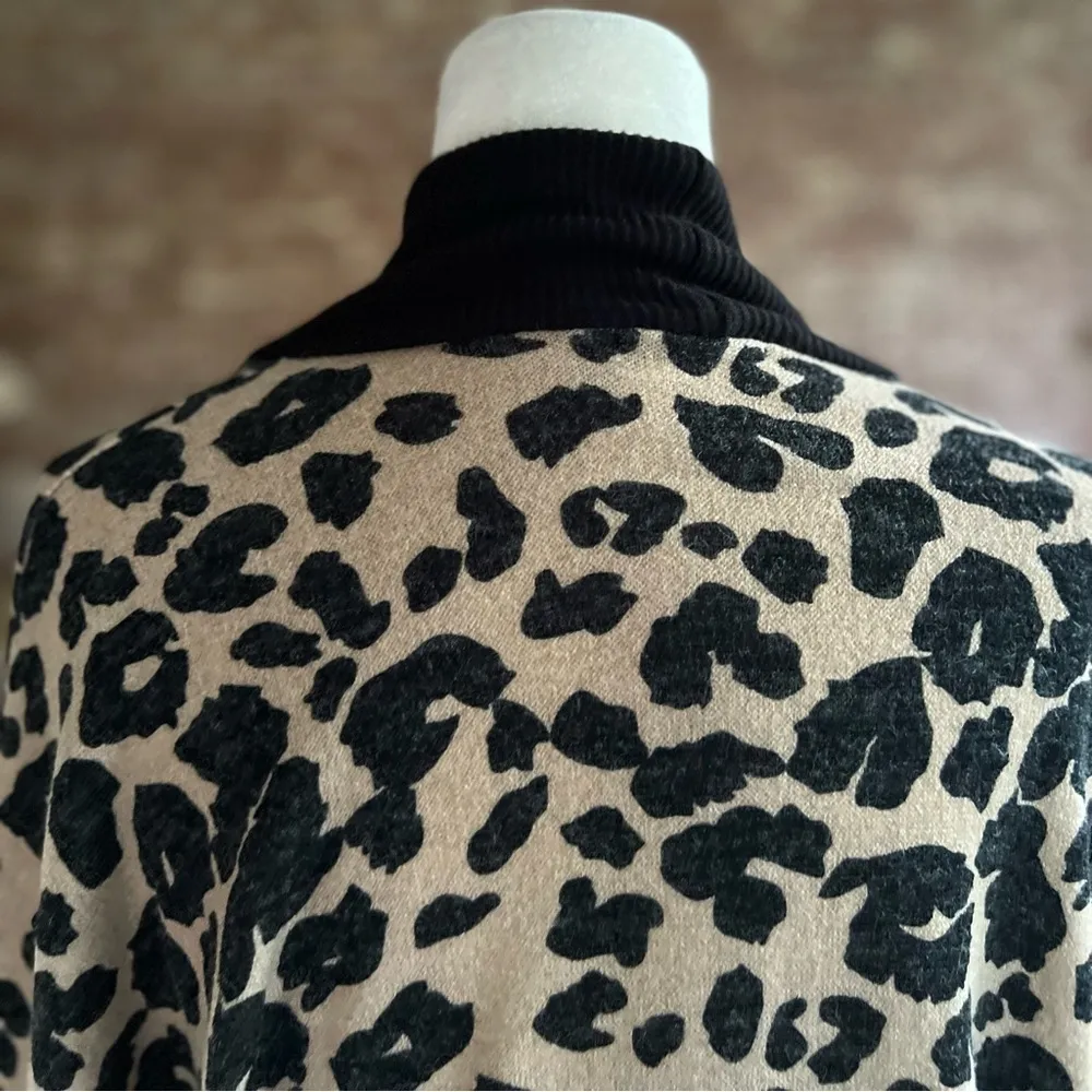 First Love Latte Cardigan Cocoon Animal Print Open Front NWOT M Knit Relaxed - Image 12