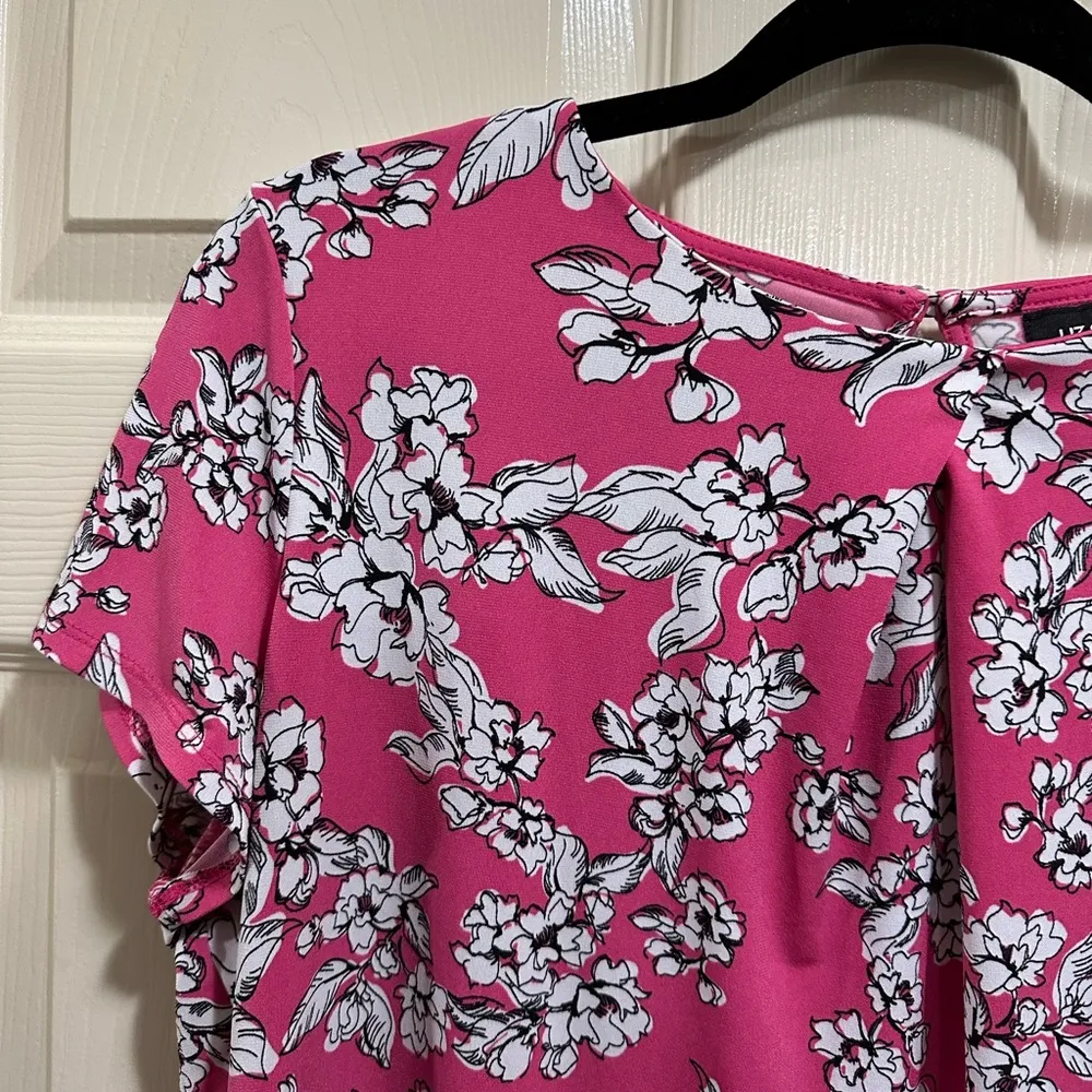 Liz Claiborne short sleeve blouse pink floral size large - Image 3