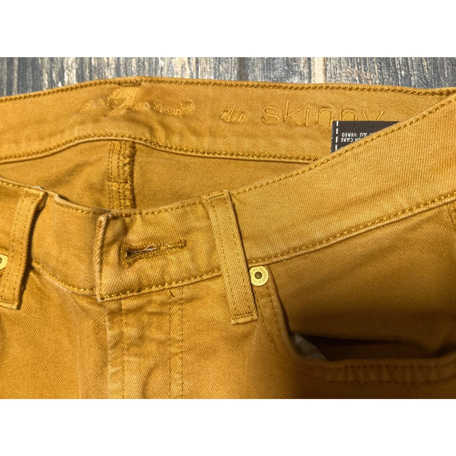 7 For All Mankind 7FAMK The Skinny Mustard Yellow Jeans Womens Size 25 Funky Fun - Image 4