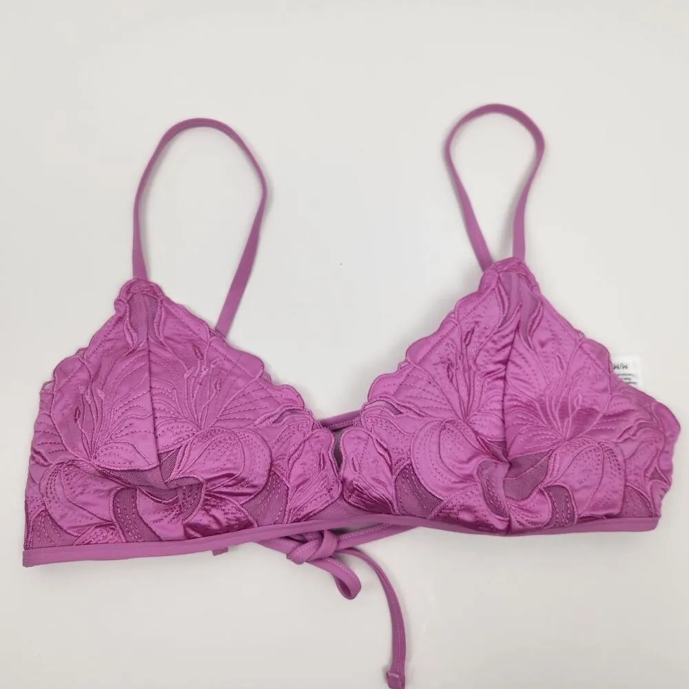 L*Space Jean Bikini Top in Rosebud Pink/Purple Floral Size Medium NWOT - Image 2