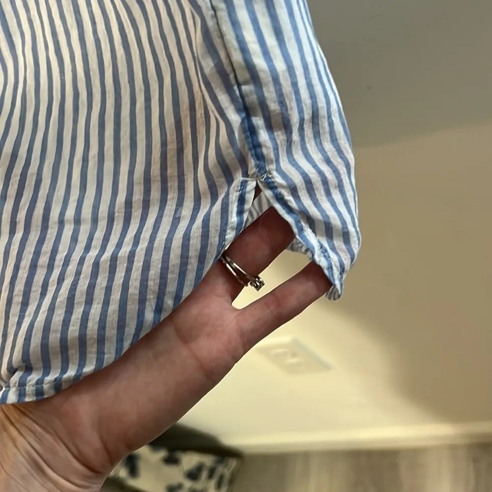 J Crew Striped Nautical Floral Embroidered 3/4
Sleeve Tunic Blouse Top Dress - Image 8