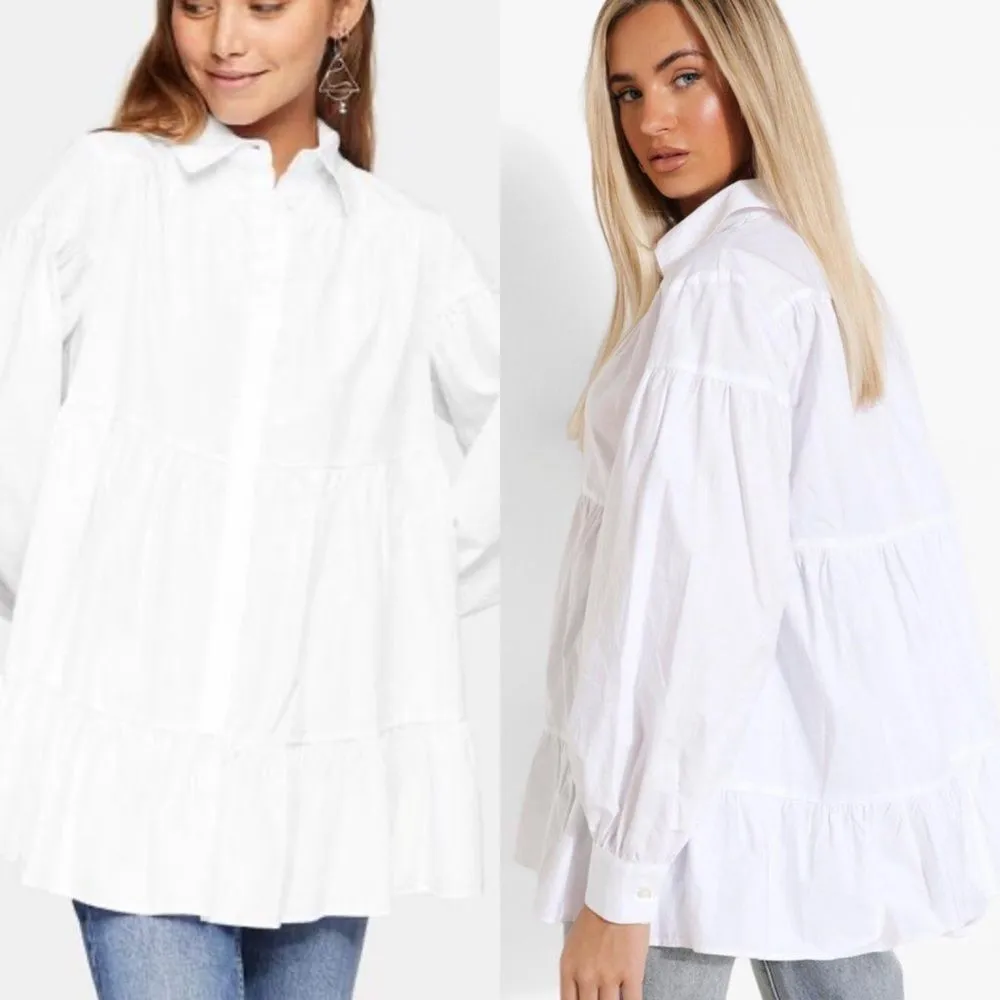 Nwt topshop tiered poplin shirt in white‎ - Image 2
