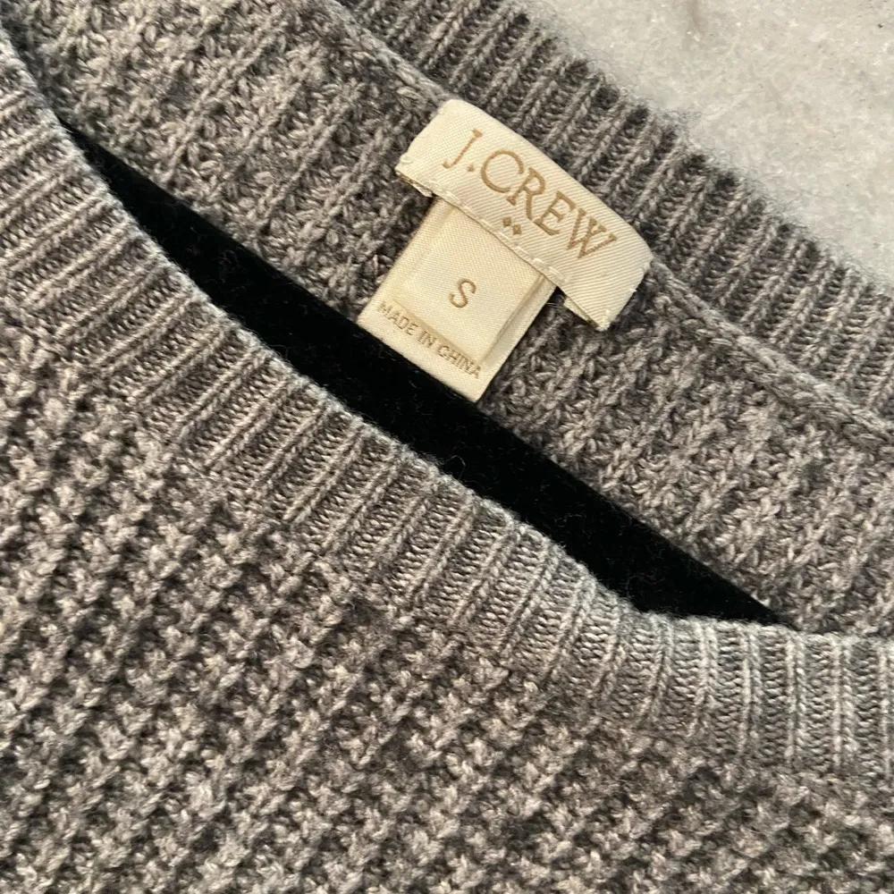 J. Crew Size S Gray Merino Wool Blend Waffle Knit Long Sleeve Crew Neck Sweater - Image 10