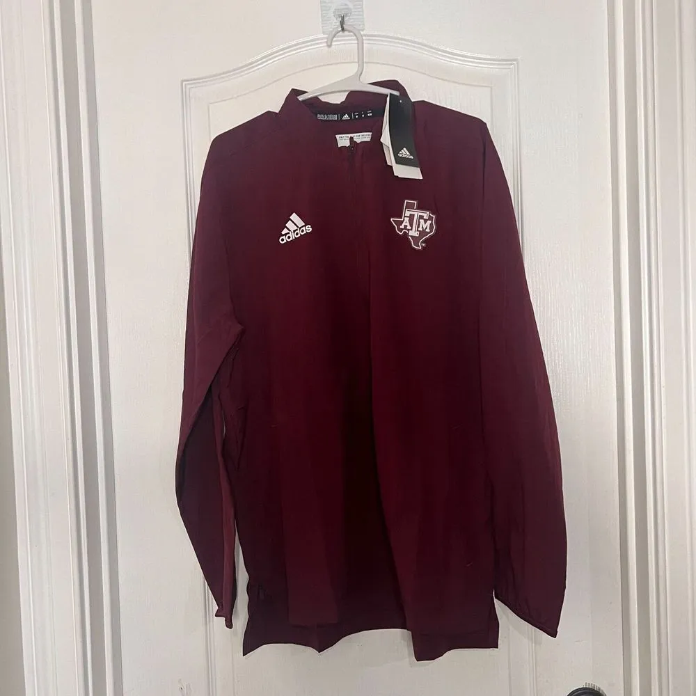 Adidas Womens Jacket M Red ATM Windbreaker Full Zip Up Long Sleeve Athletic‎ - Image 3