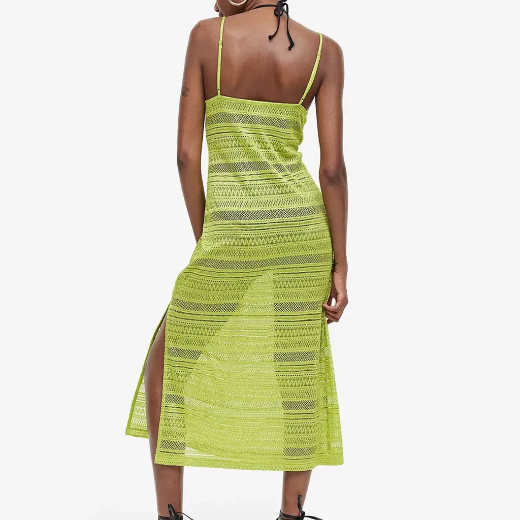 Vibrant Green Knit Midi Dress - Image 2