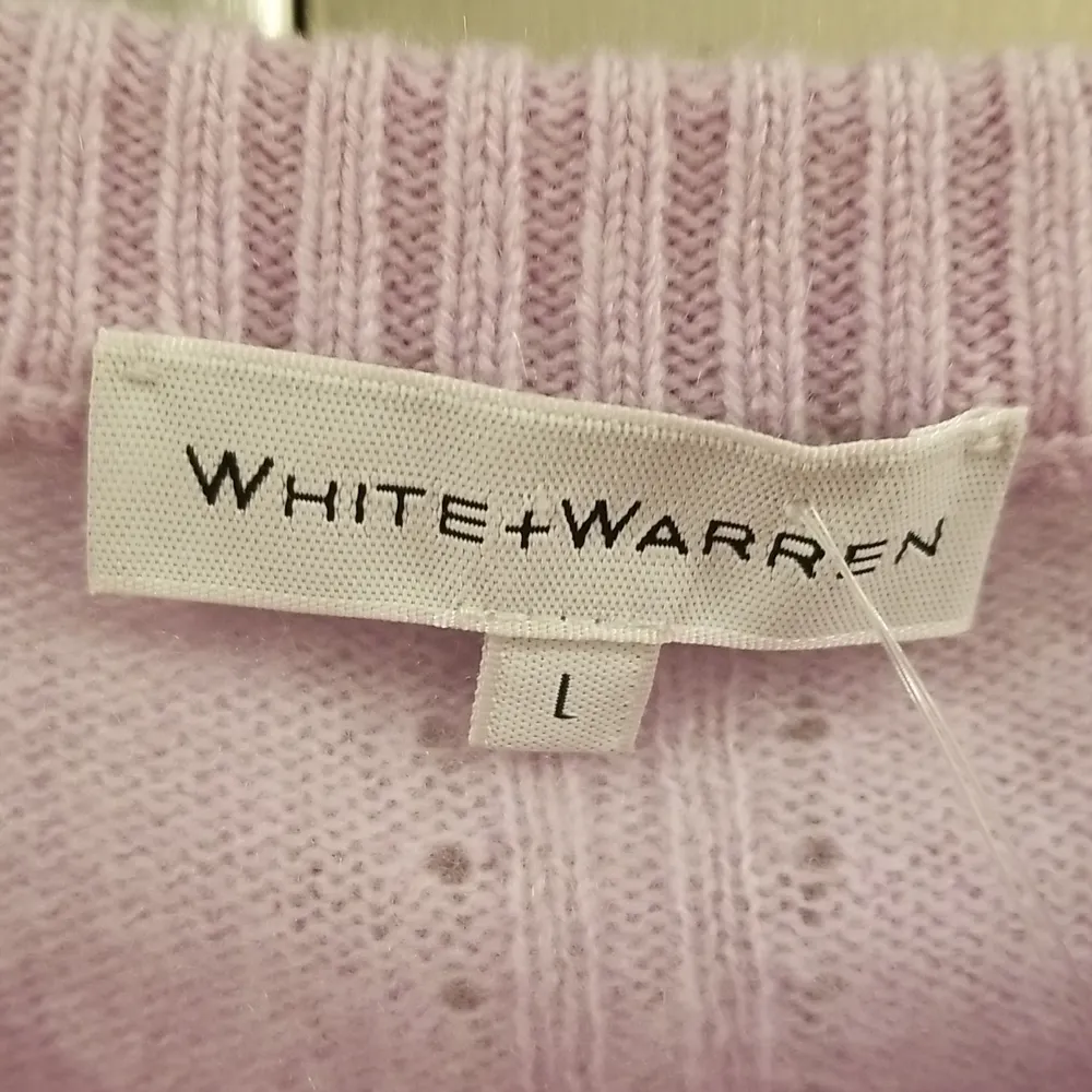 💕WHITE + WARREN💕 Cashmere Pointelle Detail Crew Neck Pullover ~ Large L NWT - Image 12