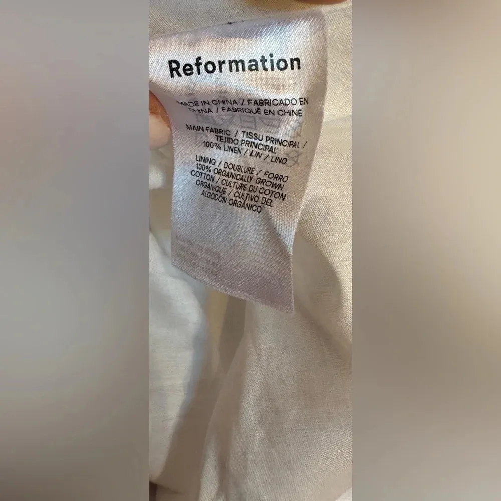 Reformation Tagliatelle White Linen Woman’s Dress Size 10 (new) - Image 6