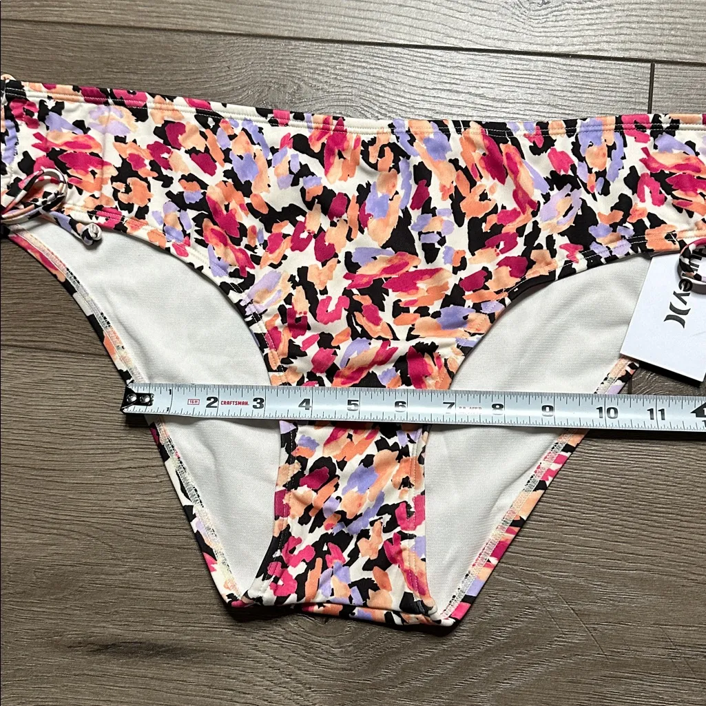Hurley Floral Two Piece Bikini Swim Suit Multicolor Pink Orange Surf Size XL - Image 10