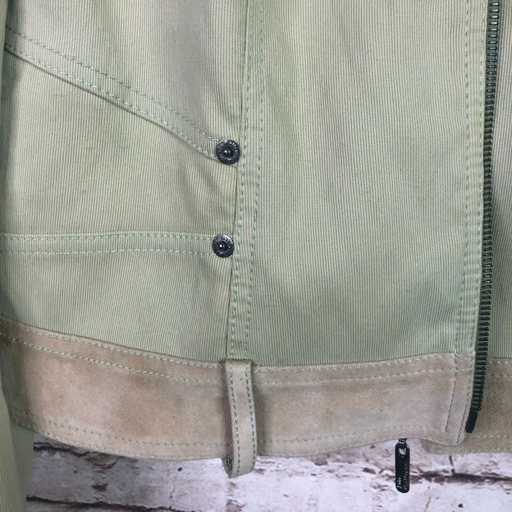 Vintage John Galliano Leather Trim Zip Up Jacket Green Size 10 - Image 12
