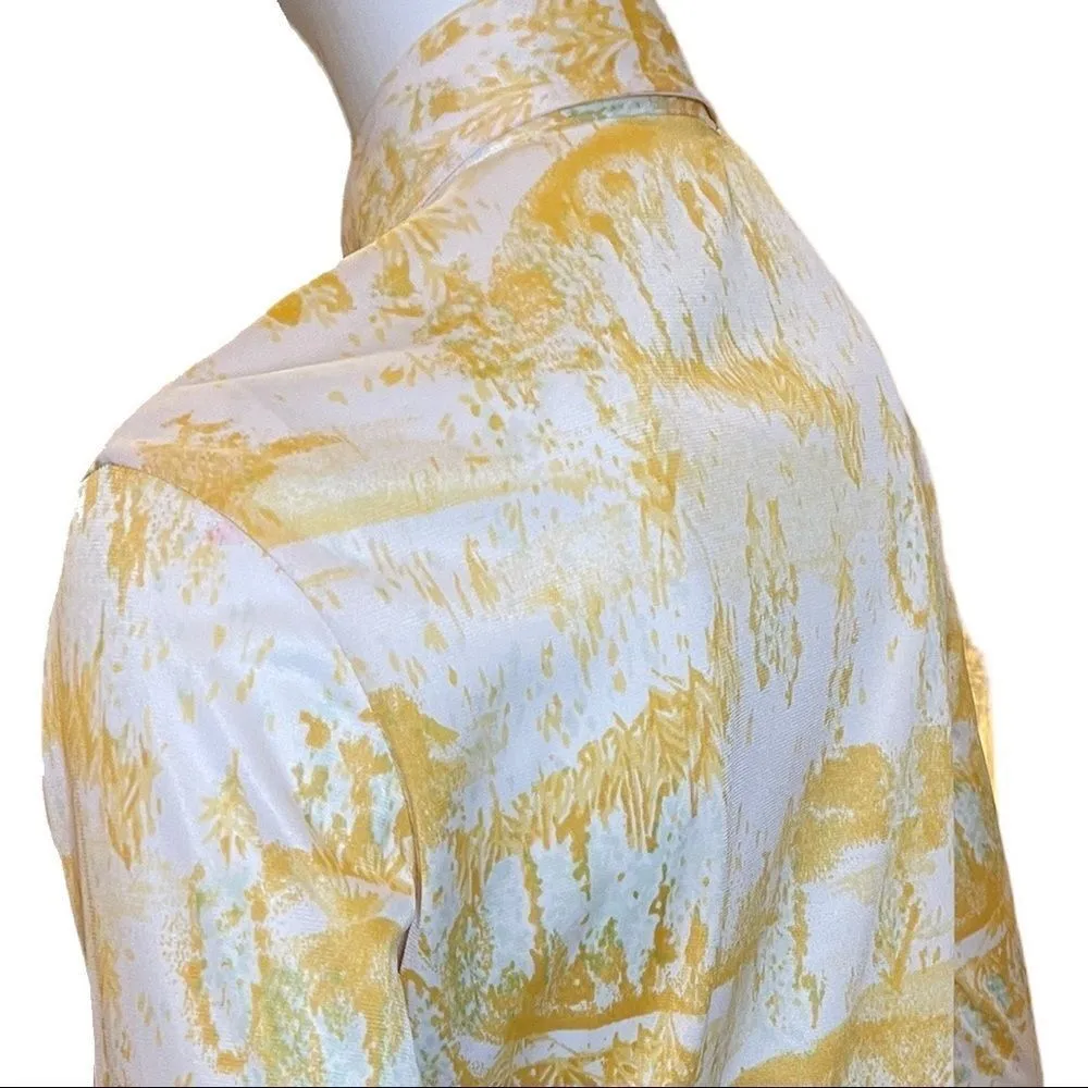 Vintage 1970s Vera Button Down Geometric Long Sleeve Shirt M Saffron Marigold Orange Size M - Image 4