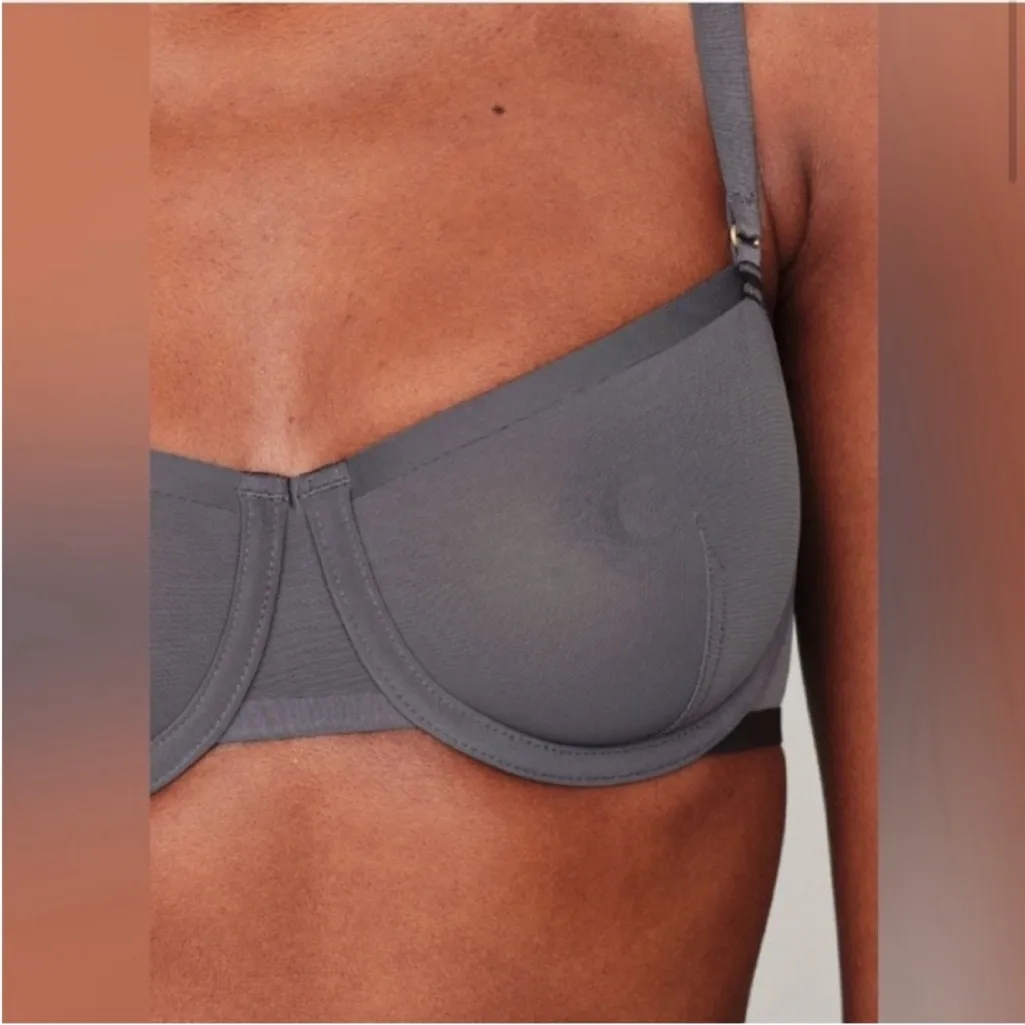 Cuup The Balconette Mesh Underwire Bra: Grey Slate 32G (4D) Gray Size undefined - Image 9