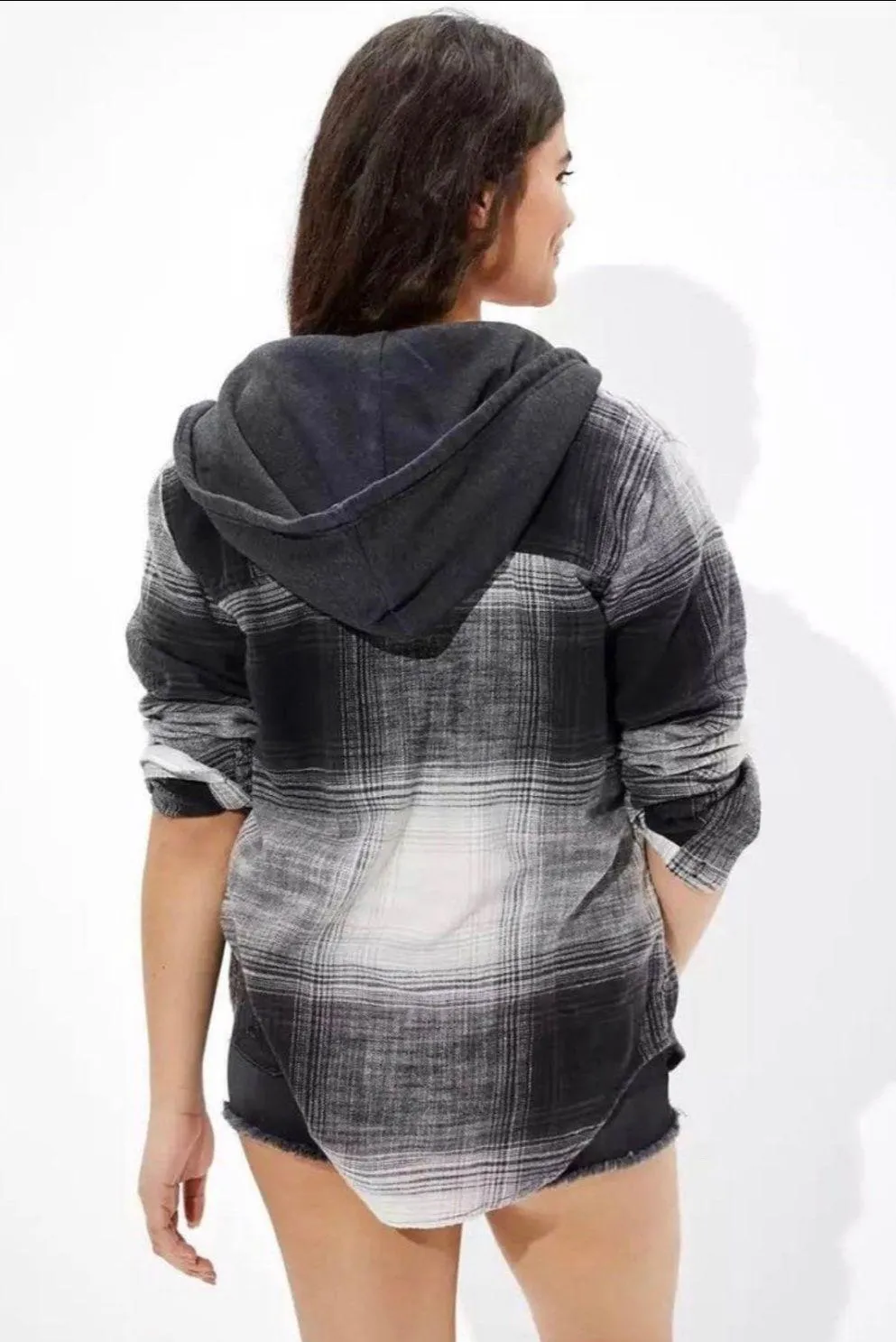 AE Oversized Hooded Flannel Shacket - Image 4