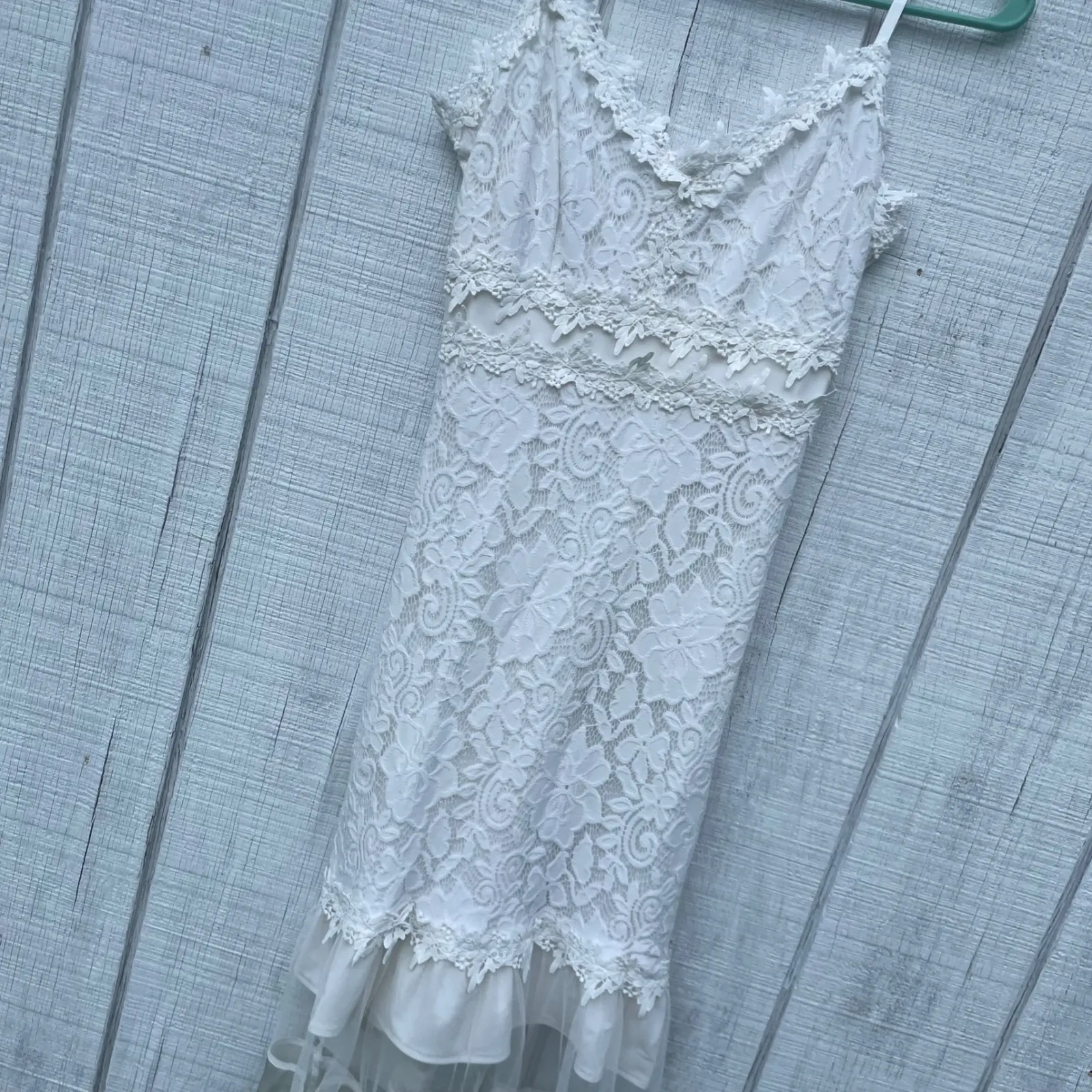 Lace Dress White Sleeveless Midi Summer Party Dress Large - Image 2