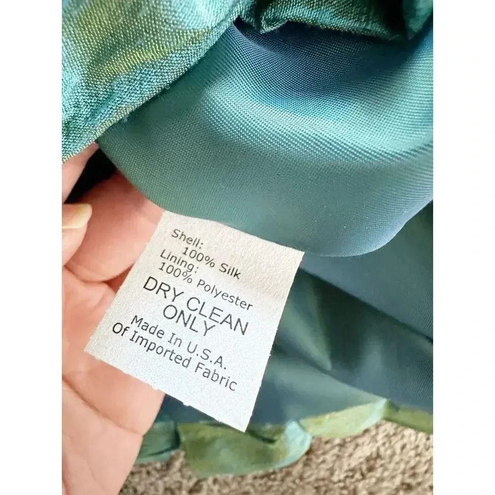 SARA CAMPBELL Size 2 Taffeta Silk Turquoise Bubble Hem‎ Crystal Party Dress Blue - Image 4