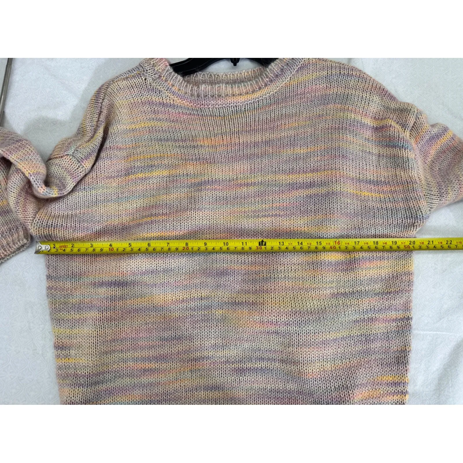 AQUA Pastel Knit Sweater Colorful‎ Striped Pullover Crew Neck Casual Top M - Image 7