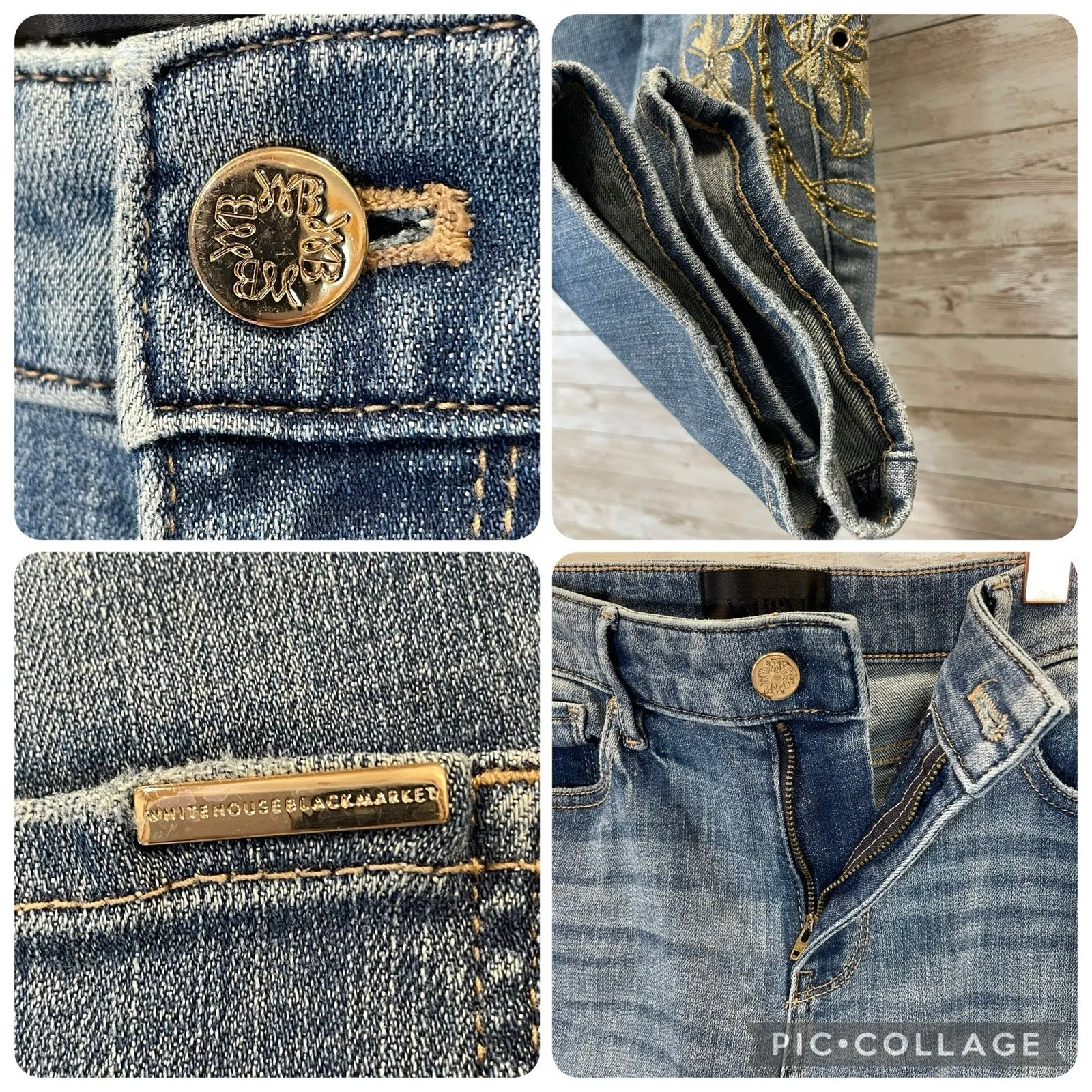 White House Black Market Womens‎ 6 Jeans Girlfriend Mid-Rise Floral Embroidery - Image 5