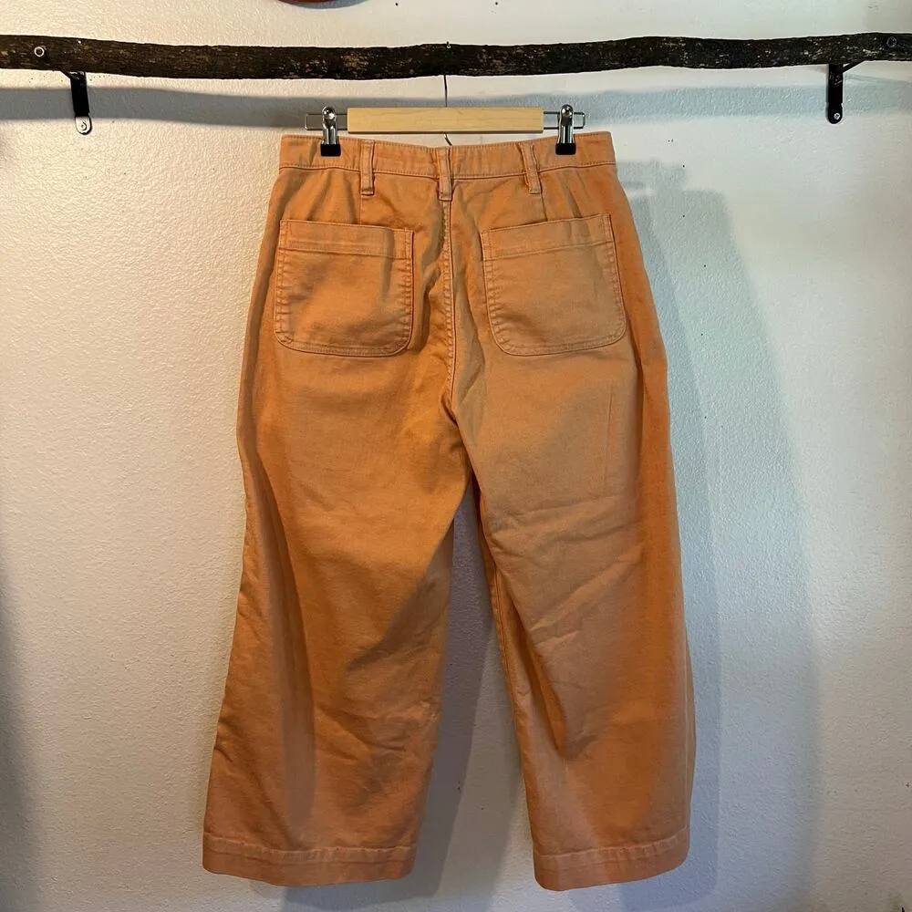 OAT Orange High Rise Wide Leg Cropped Denim Jeans Size 28 - Image 3