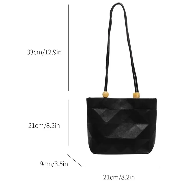 Fashionable Trendy Simple Black Ladies Single Shoulder Square Bag Crossbody Bag - Image 3