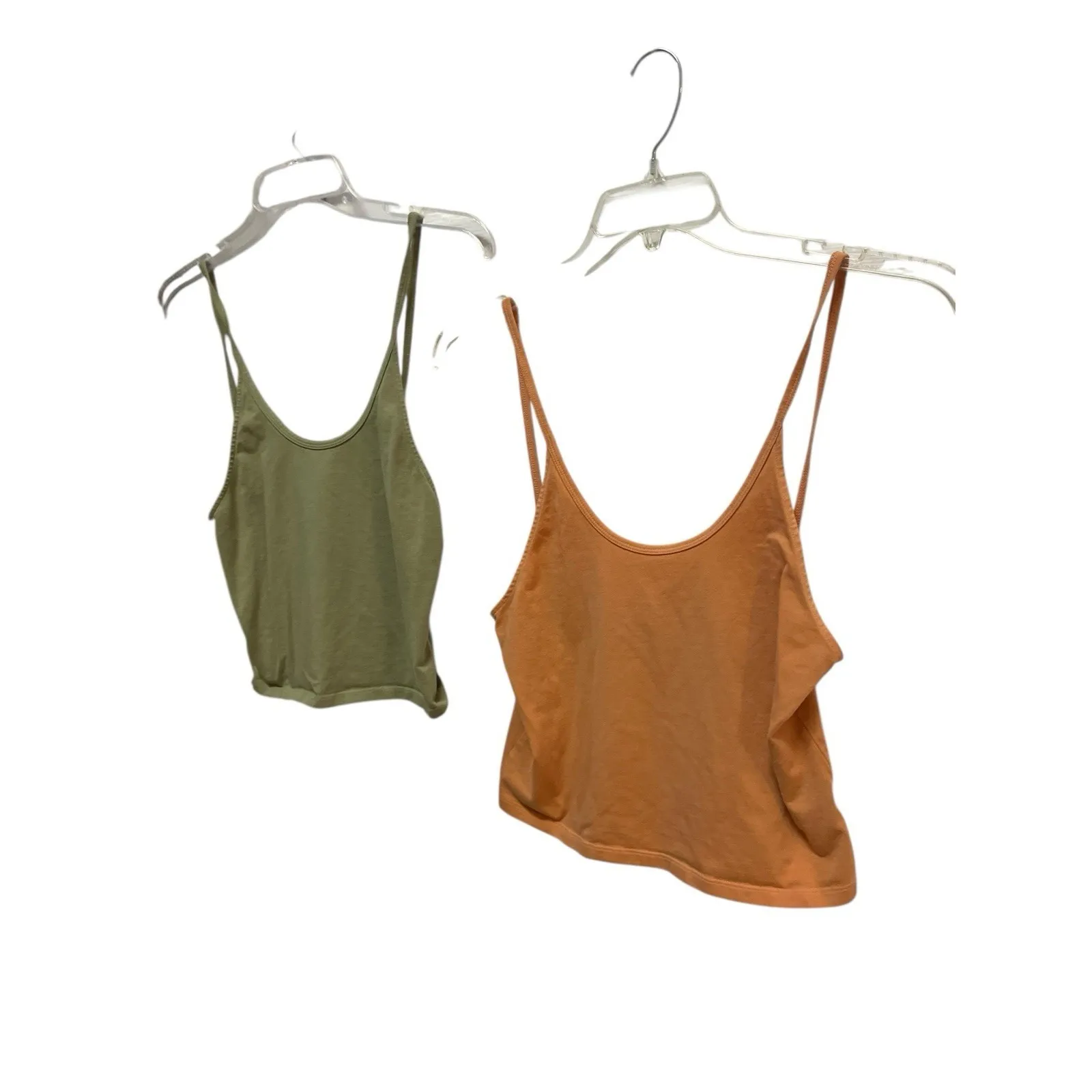 American Eagle Tank Tops Set M/L Olive & Rust Spaghetti Strap Crop - Image 2