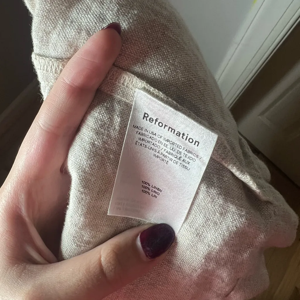 Reformation Gia Linen Tan Midi Skirt Minimalist Capsule Quiet Luxury Size 8 - Image 9