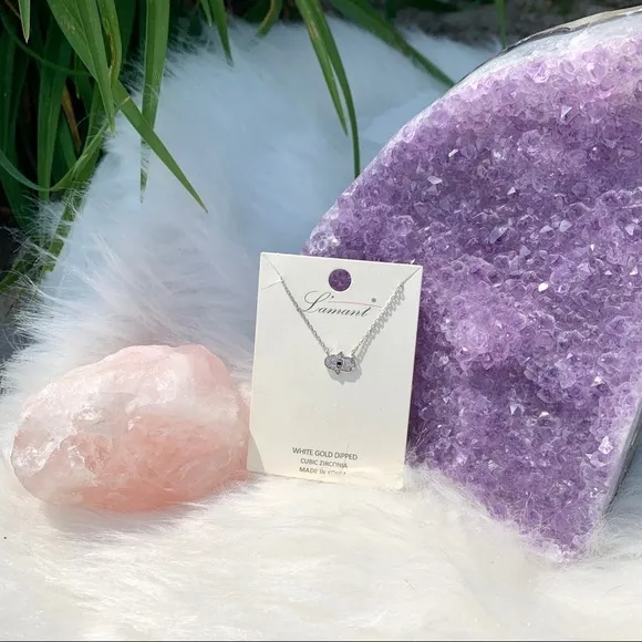 NEW White Gold Dipped Hasma Hand Necklace - Image 2