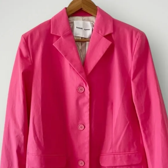 Samsoe Samsoe Iris‎ Blazer Honeysuckle Pink Size Large Oversized Cotton Jacket - Image 7