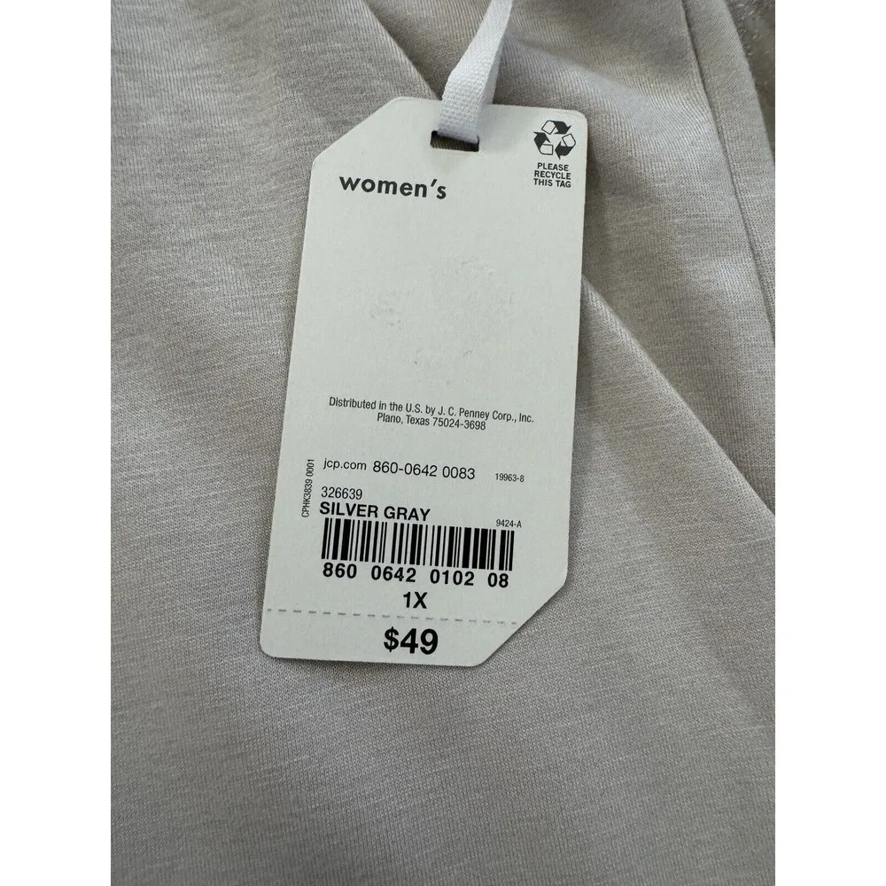 Stylus High Rise Wide Leg Crop Soft Touch Side Pockets Wide Waistband Size 1X Gray - Image 7