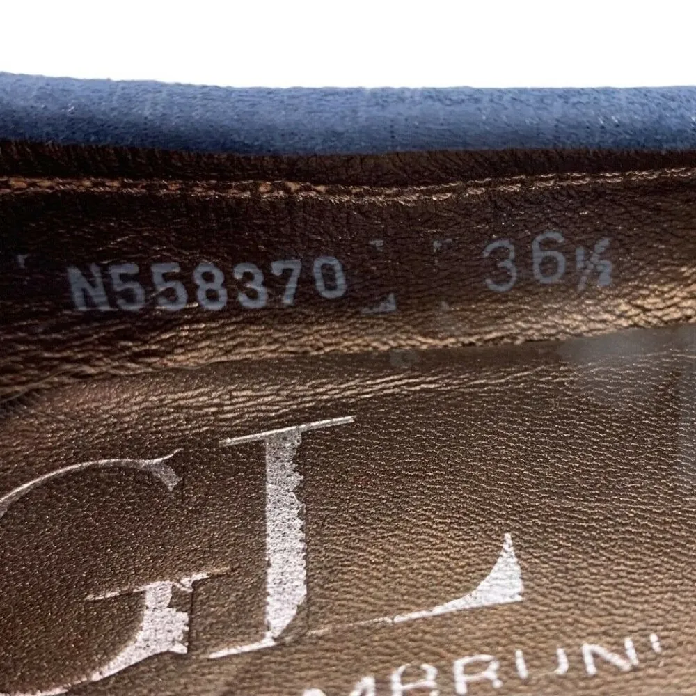 AGL Navy Suede and Mock Croc Cap Toe Flats 36.5 Blue Size 6.5 - Image 9