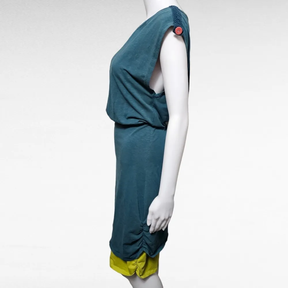 Matilda Jane Good Hart An Evening Date Teal & Lime Ruched Dress Size Medium - Image 3