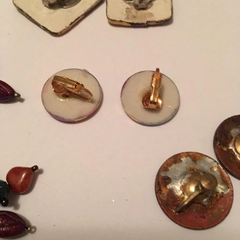 Lot Of 4 Earrings Clip On Hand Made Hand Crafted Variety Clipon - Image 12