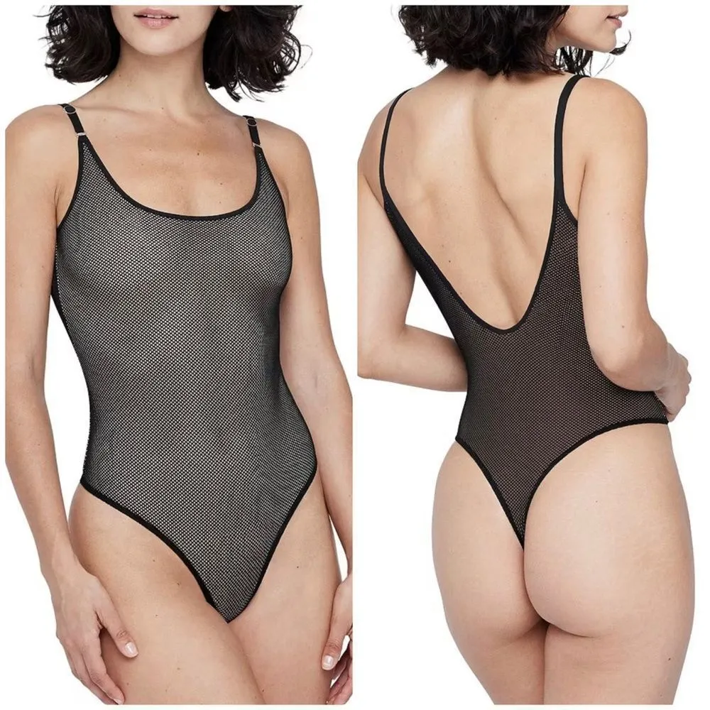 NWOT Skarlett Blue Mischief Sheer Thong Bodysuit in Black Sz XS - Image 2