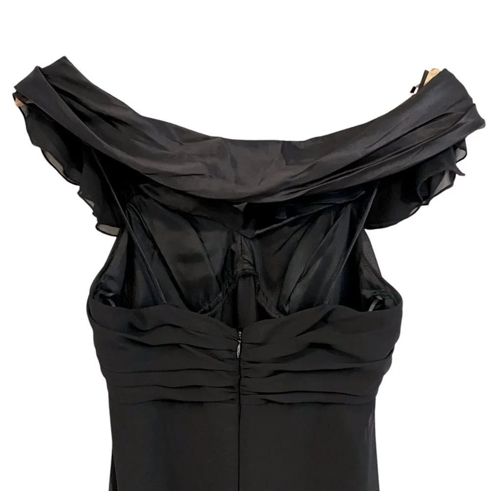 JS Collections Black Ruffle Halter Maxi Dress Sz 4 Cocktail Whimsigoth Prom - Image 6