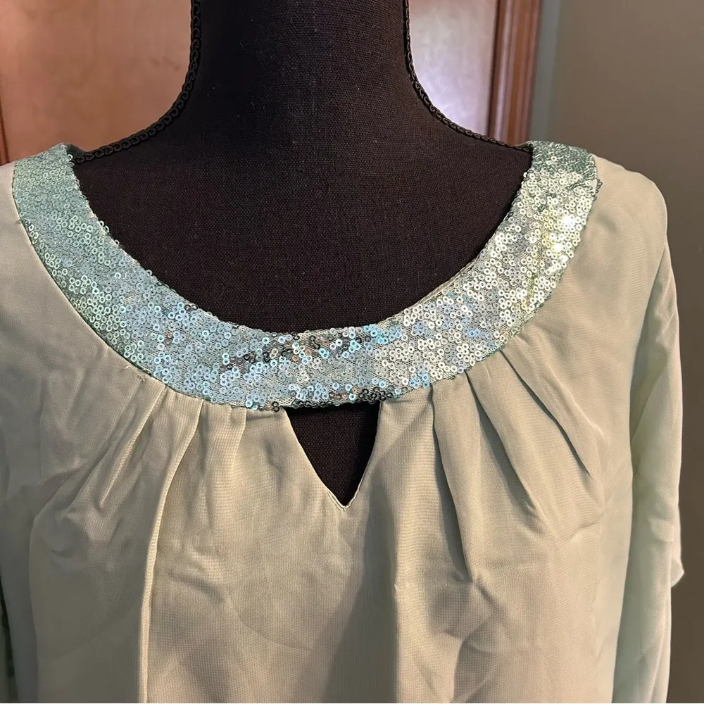 NWOT light green chiffon 2 piece semi formal pant suit Mother of the Bride 14 - Image 5