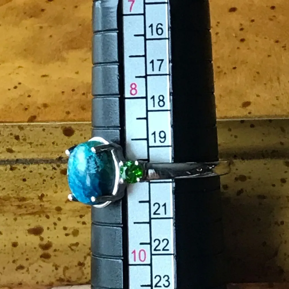Natural Shadowkite Chrome Diopside Sterling Silver Ring Size 9 Blue - Image 5