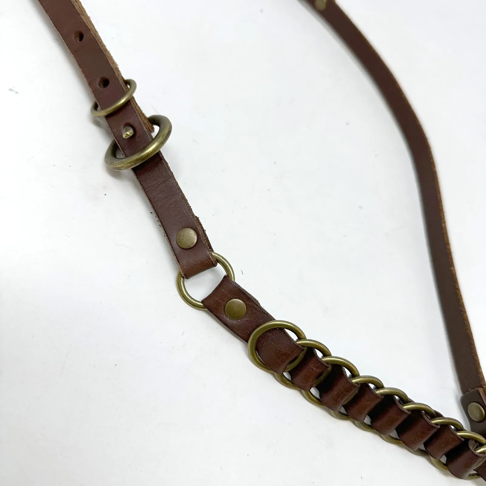 American Eagle Thin .5" Leather Harness Belt Brown Size L - Image 2
