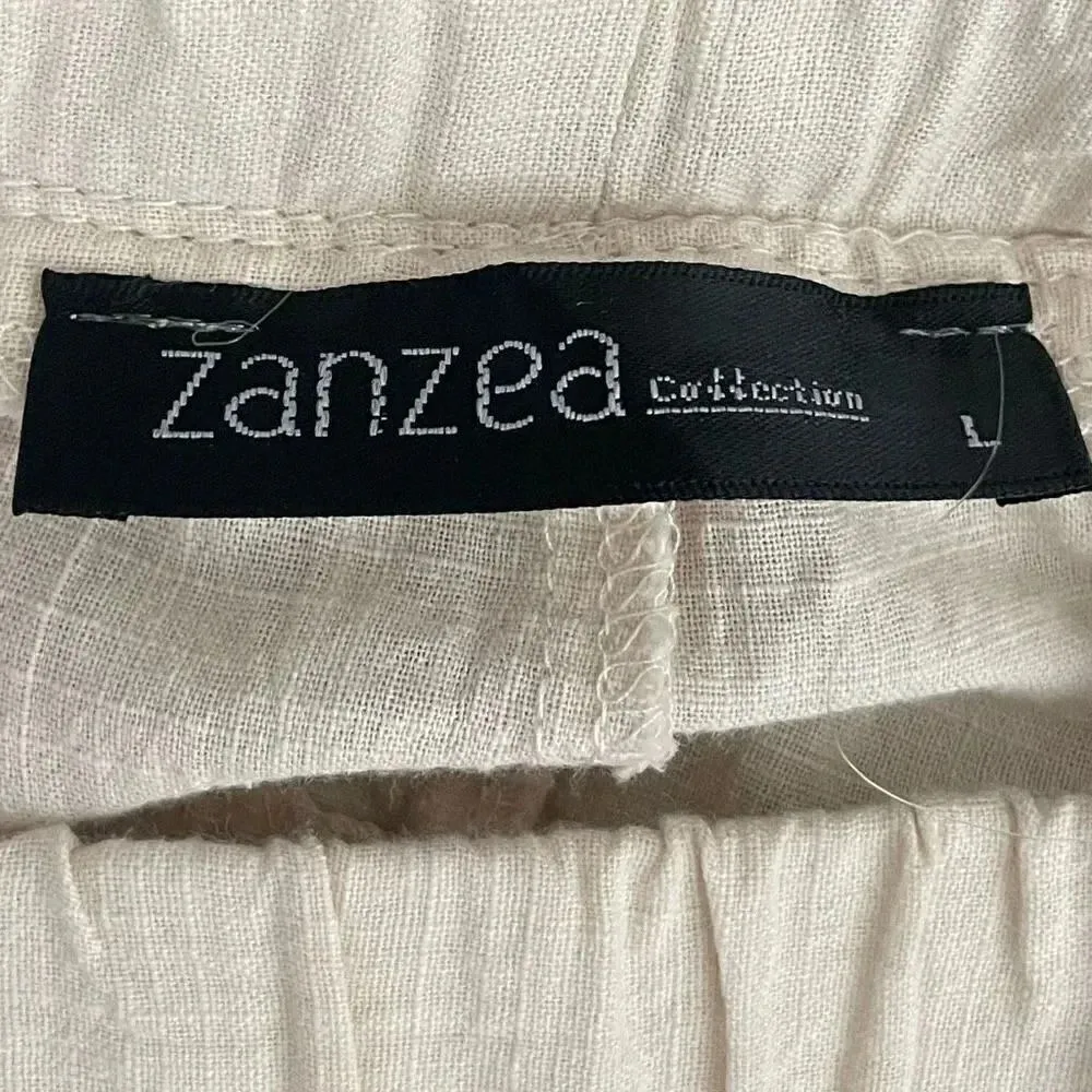 Zanzea Collection Ivory Elastic Waist Pull On Wide Leg Y2K Capri High SZ L #1274 - Image 9