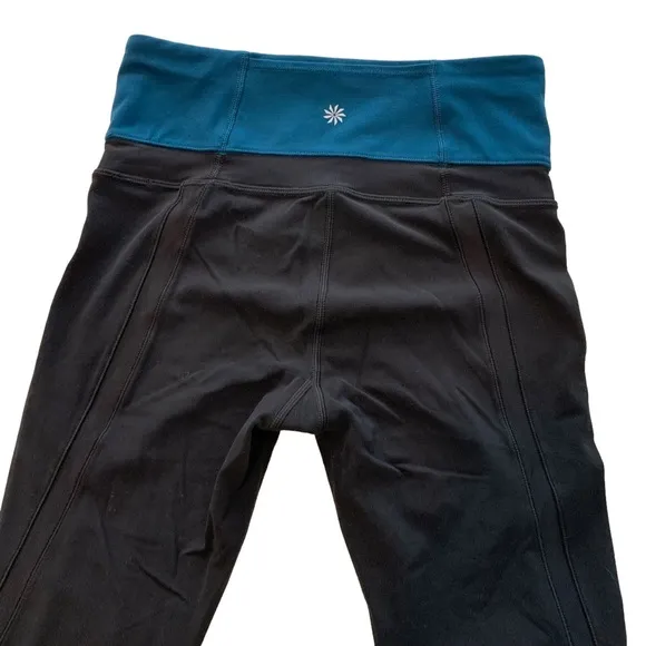 Athleta Powervita High Rise Mesh Elation Black and Teal yoga running Leggings - Image 2