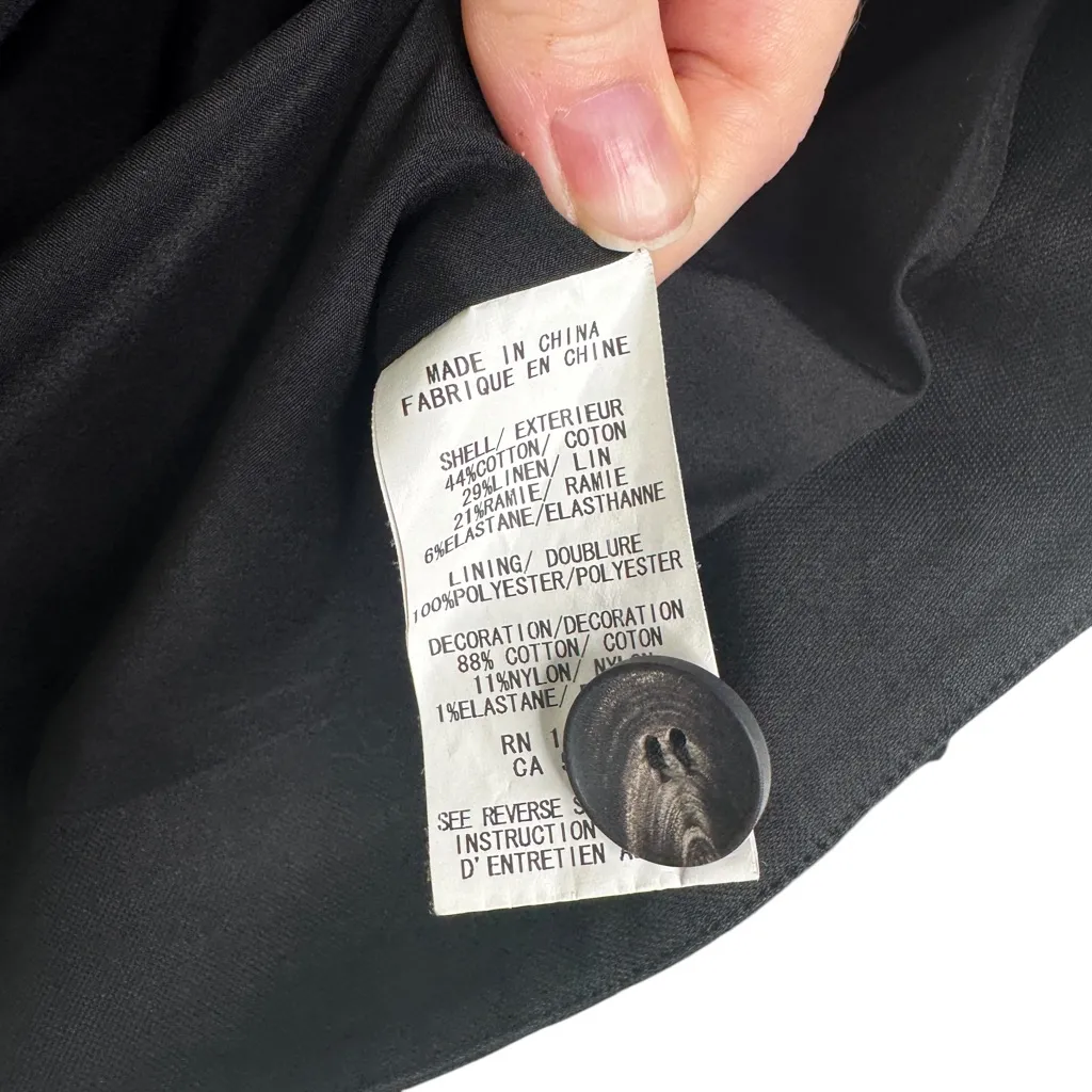 Helmut Lang Black & White Semi Cropped Structured Blazer Linen Blend 4 Designer - Image 9