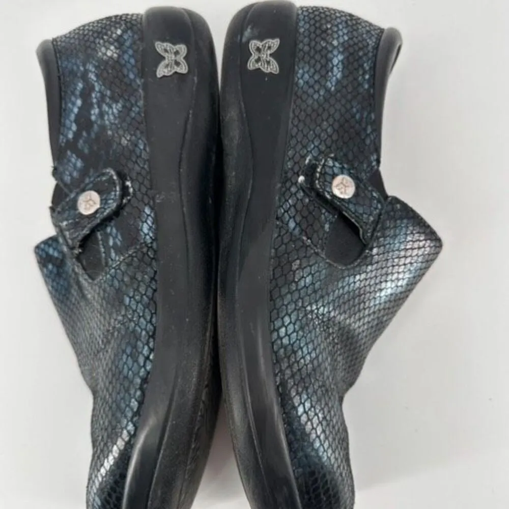 Alegria Women's Kar-468X Snakeskin Leather Oceanic Clog Shoes Black Blue Size 43 - Image 6