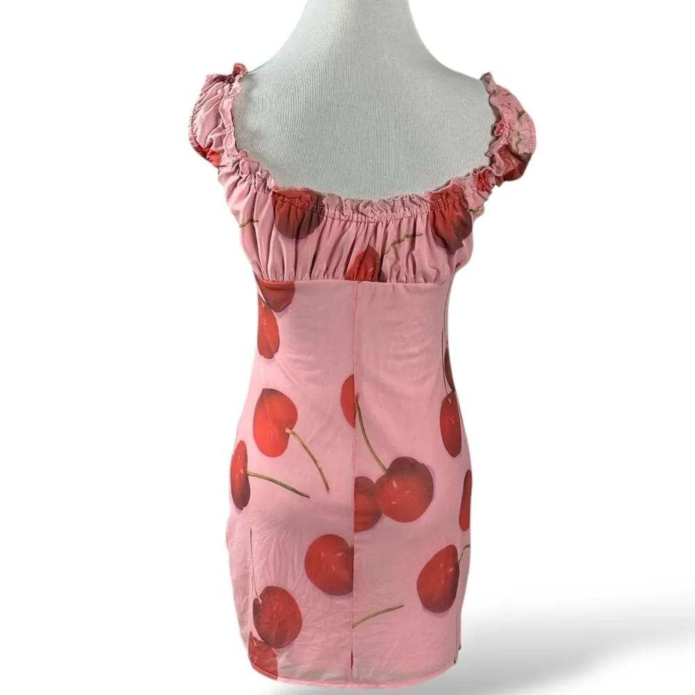 UO Kimchi Blue Cherry Bianca Mesh Mini Dress Pink Red Size Small Valentine’s Day - Image 5