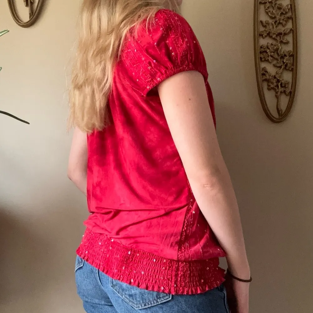 Dressbarn Red Sequins Top - Image 9