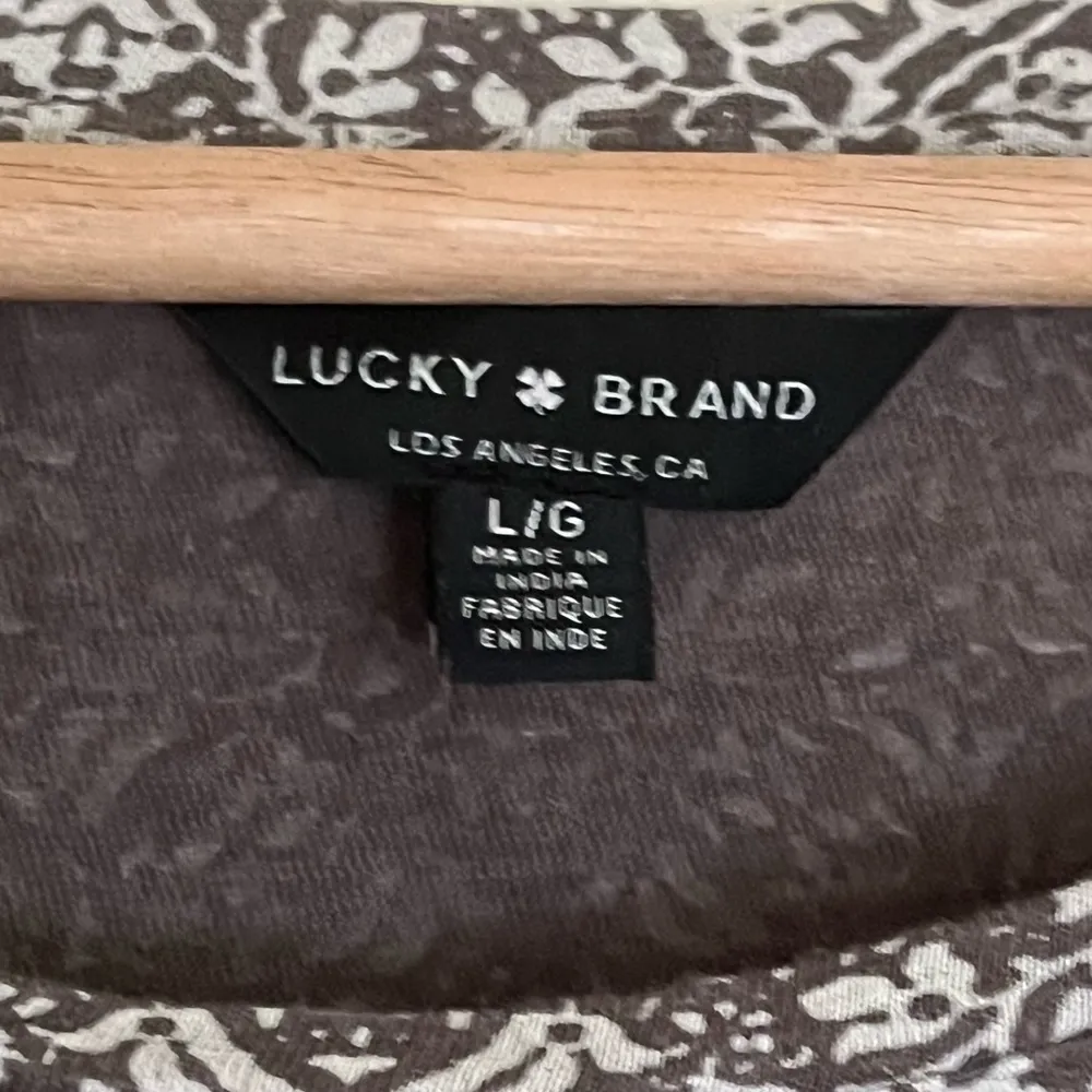 Lucky Brand Paisley‎ Top Womens Size L 3/4 Sleeves Cotton Boho Green - Image 6