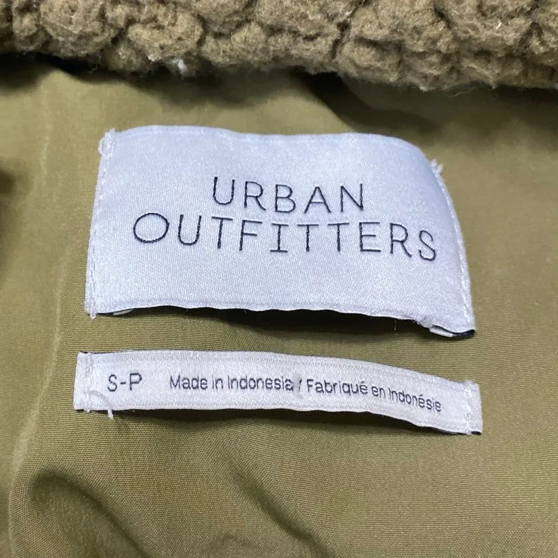 Urban Outfitters Willow Olive Green Sherpa Fleece Zip Up Teddy Sweater Jacket S - Image 3