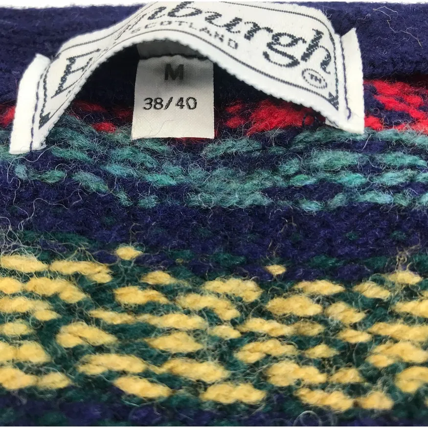 EDINBURGH Lambswool Cardigan Sz M VTG 80's Oversize Holiday Cozy Made Scotland Black Size M - Image 9